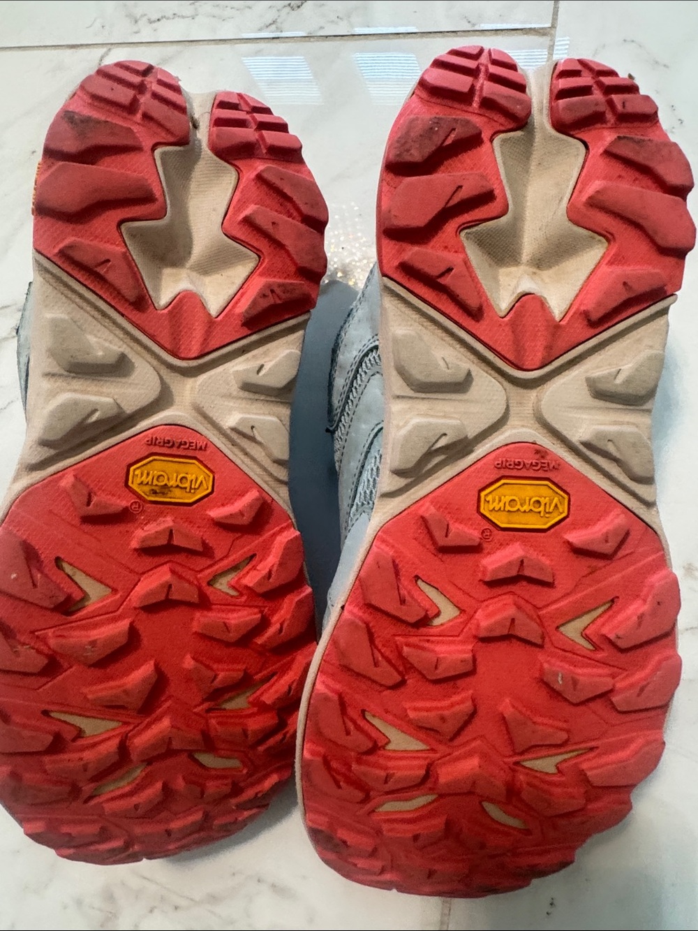 Used Hoka Women's Light Blue and Teal Running Sneakers with Coral Accents - Picture 5 of 9